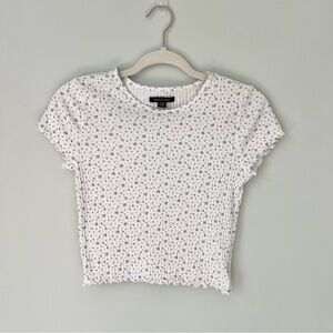 American Eagle Outfitters White Floral Short Sleeve Tee